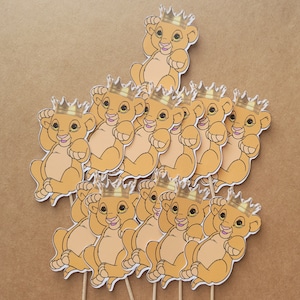 Baby Simba with crown, Lion King cupcake toppers, baby shower party decoration