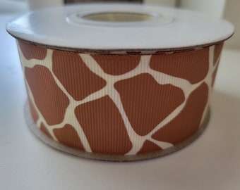 1.5" Giraffe animal print grosgrain ribbon, 3 yards, use for crafts, bows, safari baby shower decoration, diaper cake ribbon