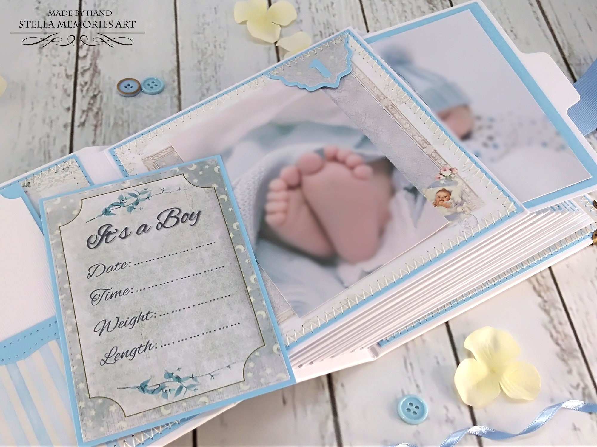 Baby Boy First Year Scrapbook Album Newborn Grandson Baby Book Keepsake