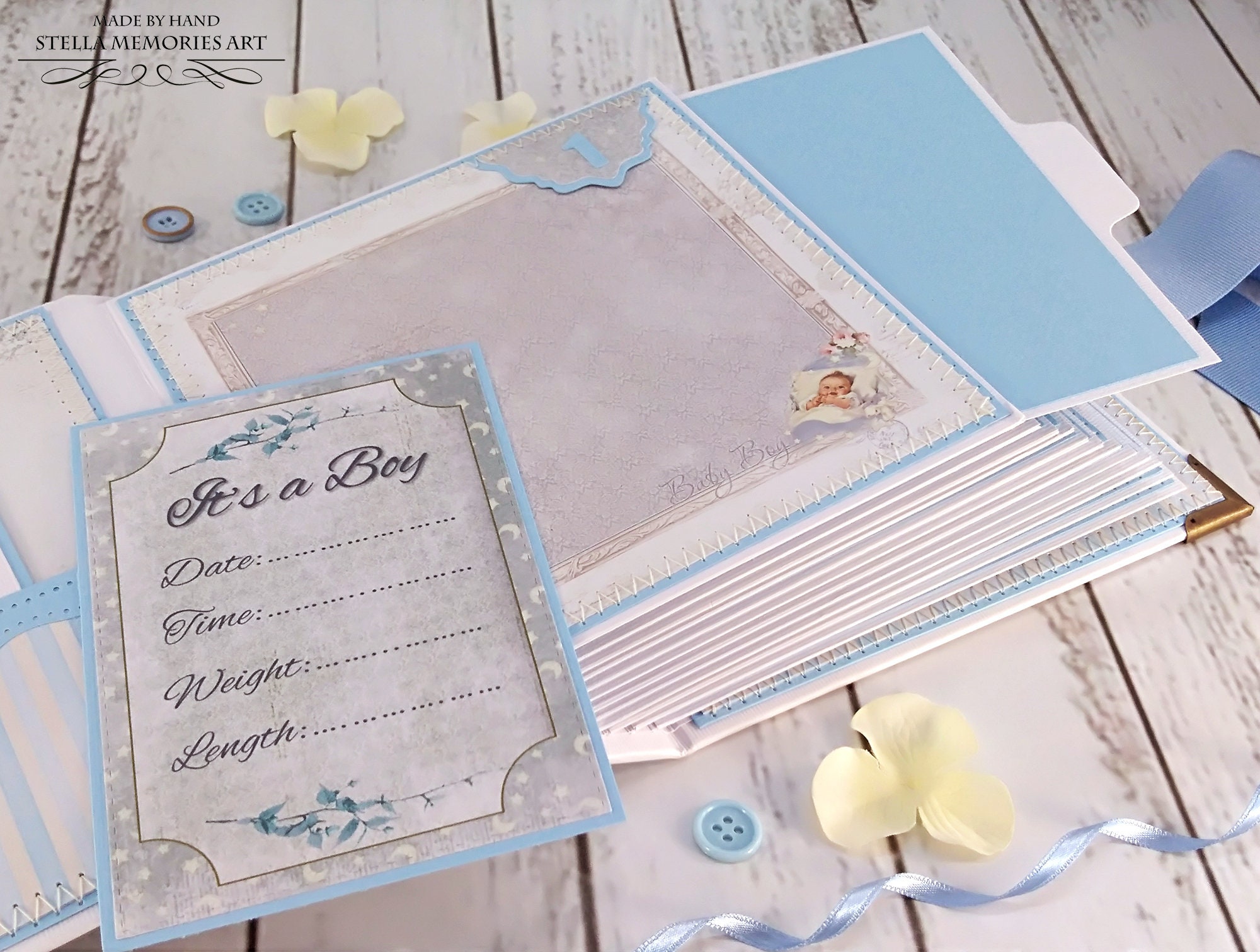 Baby Boy First Year Scrapbook Album Newborn Grandson Baby Book Keepsake