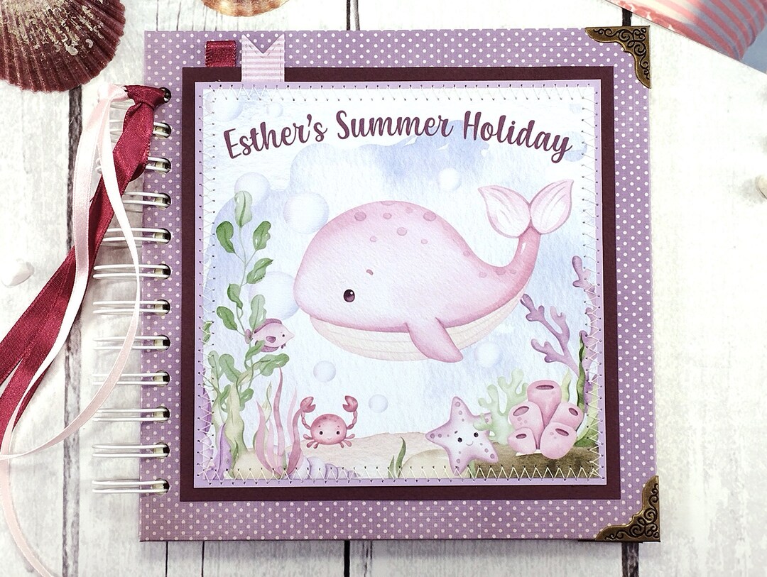 Sea Animals Baby Girl Scrapbook Album, First Holiday Photo Album, Beach