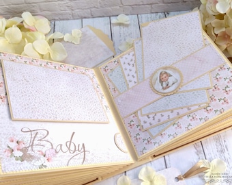 Personalized Vintage Style Baby Girl Scrapbook Album, Old Fashioned Style Baby Memory Book, New Granddaughter Gift, New Baby Girl Gift