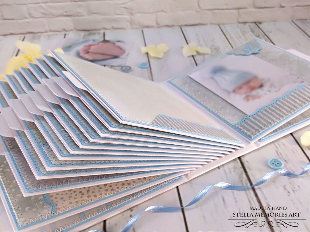 Baby Boy First Year Scrapbook Album Newborn Grandson Baby Book Keepsake