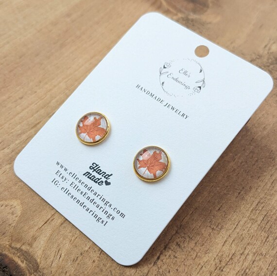 Handmade Maple Leaf Stud Earrings, Fall, Autumn, Stainless Steel, Post Earrings, Gift, Lightweight Earrings, Small Earrings