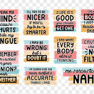 Sarcastic Sublimation PNG Bundle, Funny PNG, Sassy png, sublimation designs for tumblers shirts, png files bundle