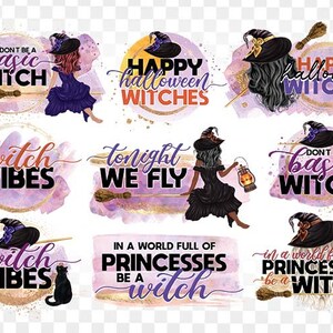 Conception de sublimation pour T-shirts Witchy Halloween Bundle, Witch PNG fichiers bundle, Sublimation Bundle Aquarelle, Halloween png fichiers de conception