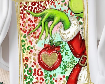 Glitter Christmas Grinch Ornament png Sublimation Shirt Tumbler Design Download