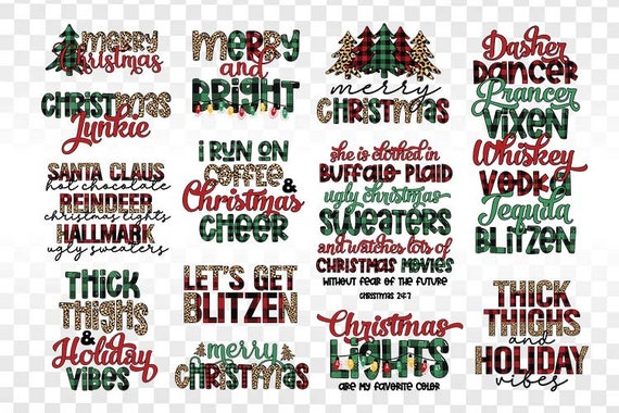 Christmas Buffalo Plaid PNG Bundle | Holiday Sublimation Print (Digital Download)