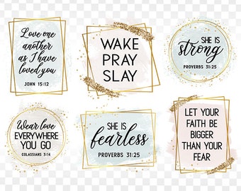 Christian Quotes PNG Bundle, Bible Verse Sublimation Designs (Digital Download)