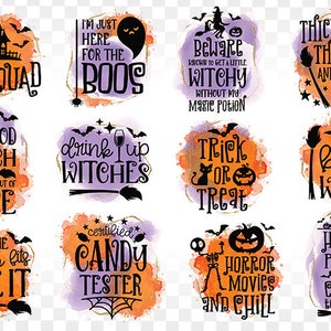 Conceptions de sublimation d’Halloween, paquet de fichiers PNG, aquarelle de paquet de sublimation, fichiers de conception png d’Halloween