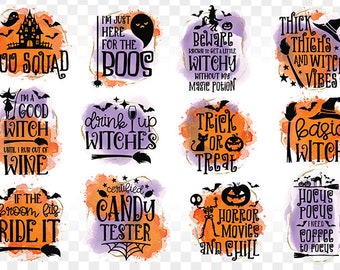 Halloween Watercolor Sublimation Designs, PNG Bundle (Digital Download)