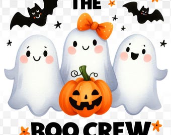 Cute Ghosts Pumpkin Halloween Sublimation Design, The Boo Crew Png, Ghost PNG, Halloween Sublimation Design Png, Cute Halloween