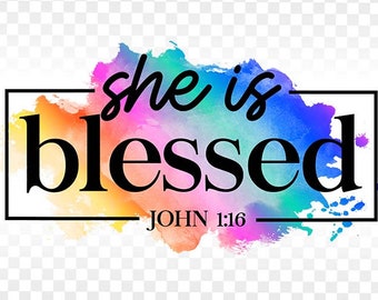 Elle est bénie PNG, verset de la Bible chrétienne, impression par sublimation (téléchargement numérique)