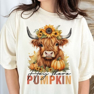 Hey There Kürbis Png Sublimation Design, Highland Kuh Herbst PNG, Herbst Highland Kuh Kürbis Png