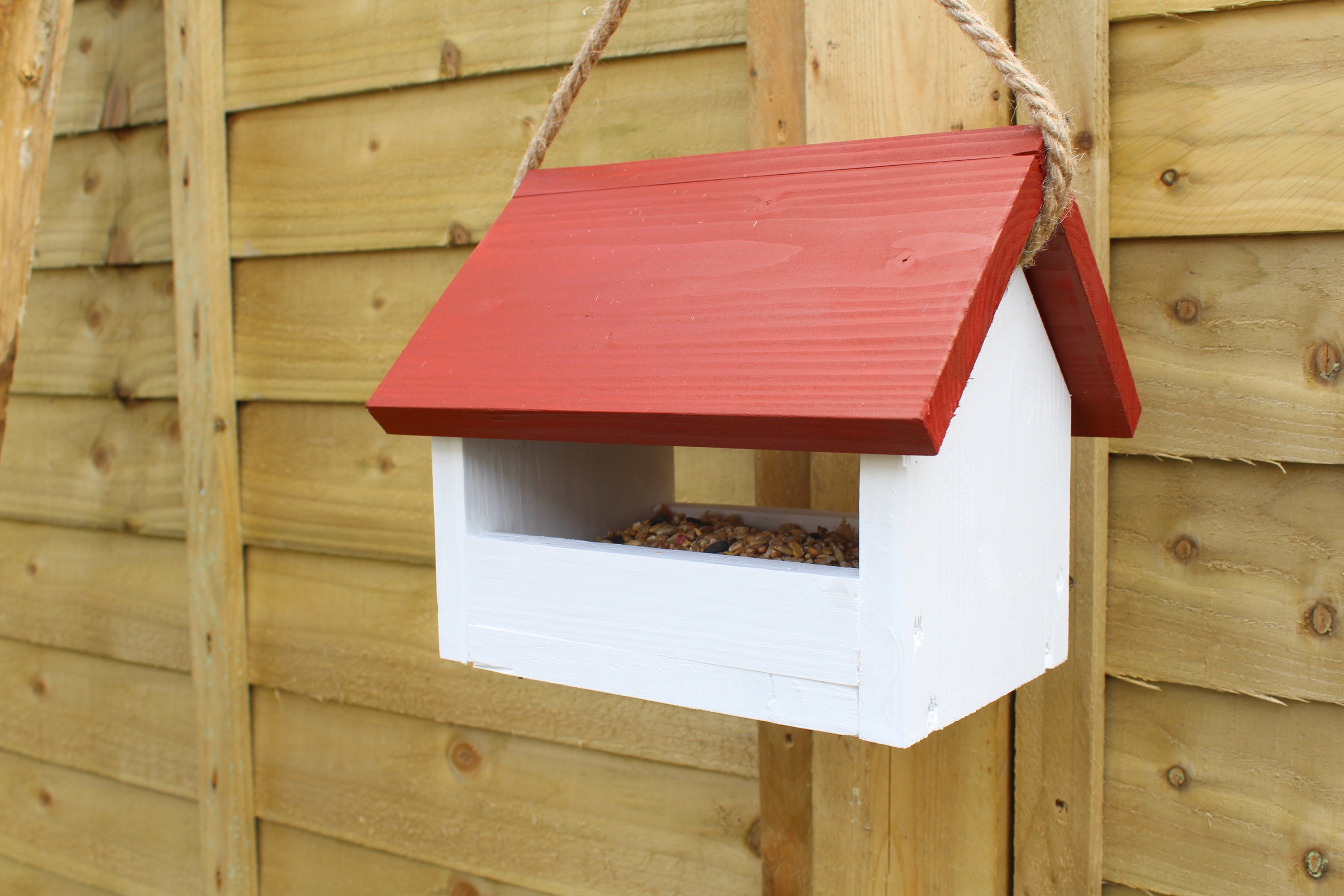 Wood bird feeder hanging feeder barn style bird feeder Etsy