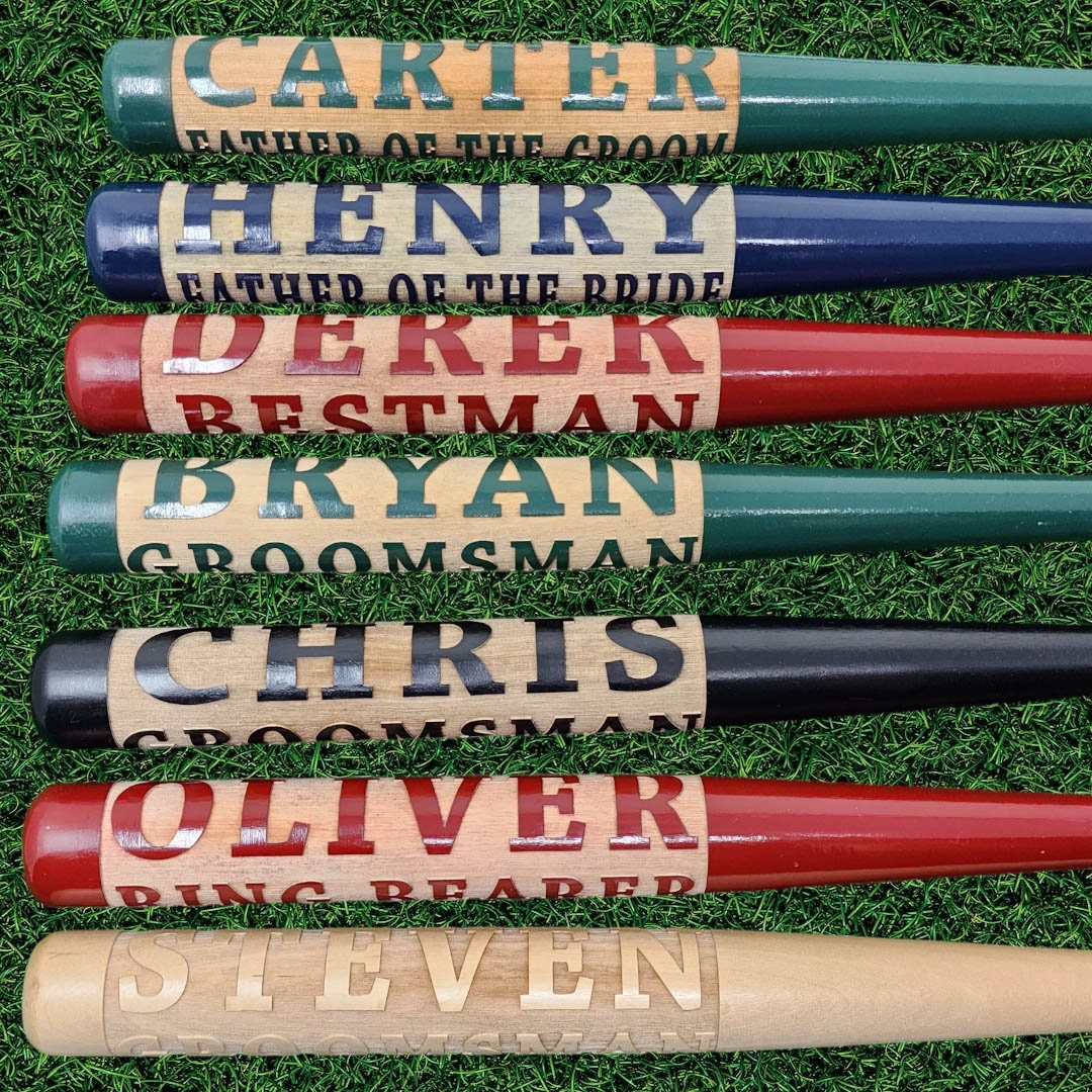 Personalized Mini Baseball Bat Ring Bearer Gift Groomsmen Proposal Gift