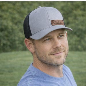 Godfather Leather Patch Hat – Personalized Father’s Day Birthday Gift Trucker Cap