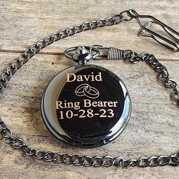 Personalized Pocket Watch Ring Bearer Gift Proposal Gift Custom Engraved Pocket Watches Wedding Ring Bearer Security Gift for Him