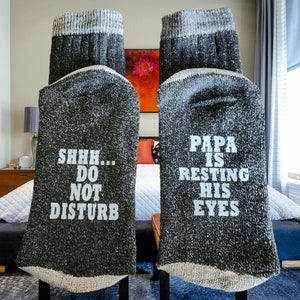 Funny Gift - Papa Is Resting His Eyes Do Not Disturb Socks, Perfect Christmas Stocking Stuffer & Birthday Gag Gift for Grandpa