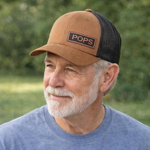 Personalized Leather Patch Snapback Hat | Gift for Pops