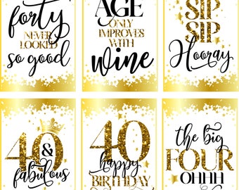 40th Wine Labels - Etsy