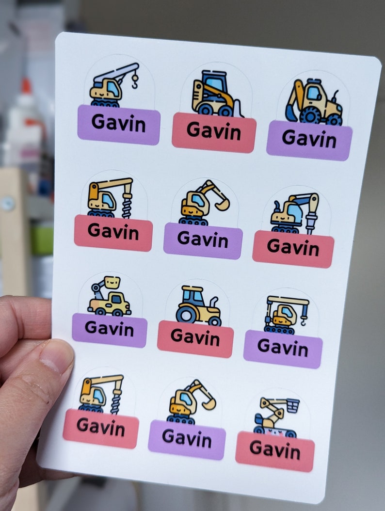 Children's Name Label Sticker Sheet, Adorable Kawaii Style, Waterproof Stickers for School