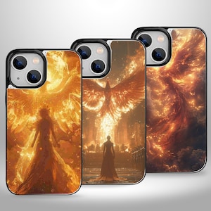 Étui portefeuille esthétique Phoenix Fantasy avec porte-cartes pour iPhone 16 15 14 13 Pro Max Plus, Samsung Galaxy S25 S24 S23 Ultra Plus