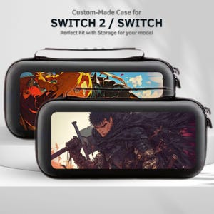 かわいいマンガファンアートのNintendo Switchキャリーケース（2/Switch OLED用）、スクリーンプロテクター付き保護トラベルポーチ、ゲームカートリッジ10個収納スロット