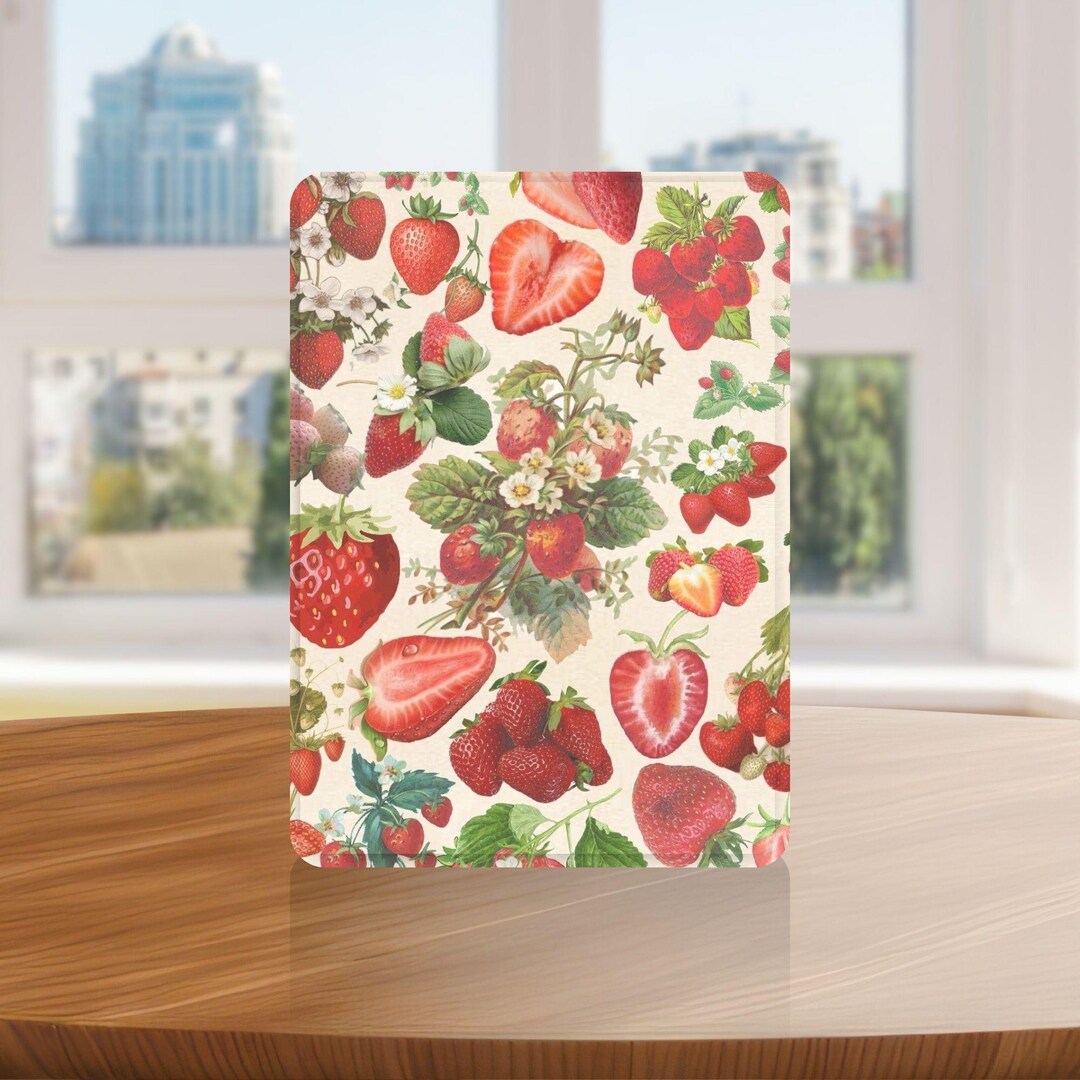 Strawberry Fruit Kindle Case With Hand Strap for Kindle 6 6.8 7 Inch ...