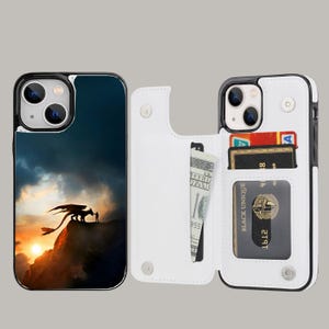 Funda para teléfono con tarjetero y diseño de dragón para iPhone 16, 15, 14, 13 Pro Max Plus y Samsung Galaxy S25, S24, S23 Ultra Plus