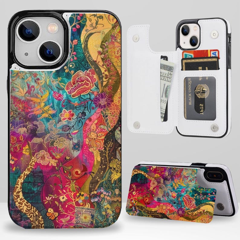 Surrealism Botanical Art Wallet Phone Case With Card Holder for iPhone ...