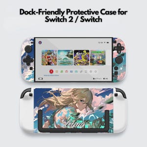 May include: A protective case for a Switch 2 / Switch console. The top part of the console has a screen displaying game icons. The bottom part of the console has a graphic of a character with long blonde hair and the name "Anna".
