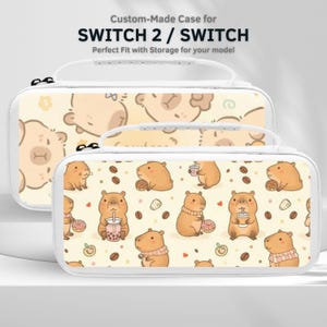 Estuche para Nintendo Switch 2/Switch OLED con diseño de capibara, estuche de viaje con asa y ranura para 10 cartuchos de juego.