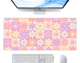 Tapete de escritorio con estampado floral pastel, alfombrilla de ratón grande, alfombrilla para ratón para juegos, alfombrilla de escritorio de tamaño completo, alfombrilla de escritorio para teclado, portátil, MacBook