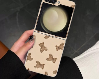 Teddy Bear Galaxy Flip Phone Case for Samsung Galaxy Z Flip, Motorola Razr with Screen Protector