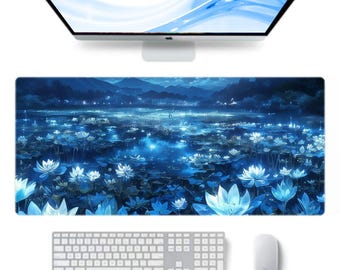 Alfombrilla de escritorio floral de cristal, alfombrilla de ratón grande, alfombrilla de ratón para juegos, alfombrilla de ratón de tamaño completo, alfombrilla de escritorio para teclado, portátil, MacBook