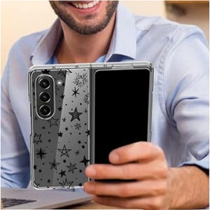 Custodia protettiva trasparente con stelle per Galaxy Z Fold per Samsung Galaxy Z Fold 6 5 4 3, Galaxy Fold6, Fold5, Fold4, ZFold