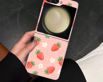 Strawberry Galaxy Z Flip Phone Case for Samsung Galaxy Z Flip, Motorola Razr with Screen Protector