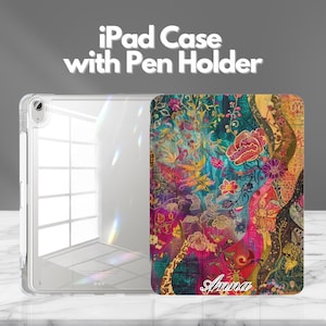 Surrealismus Botanische Kunst iPad Hülle mit Stifthalter für iPad 11", iPad Air, iPad Pro, Mini Gen 8.3", Slim Trifold Stand Cover