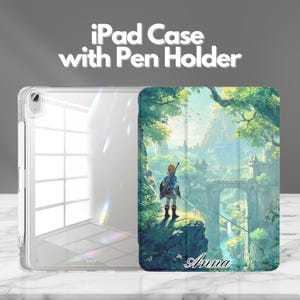 Personalisierte süße Gaming Fan Art iPad Hülle mit Stifthalter für iPad 11 ", iPad Air, Pro, iPad Mini 6 7 Gen 8.3 ", Slim Trifold Stand Cover