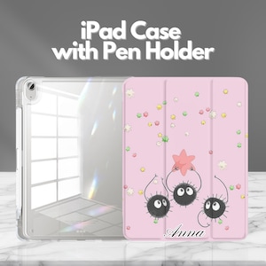 Personalized Cartoon Anime Fanart iPad Case with Pencil Holder for iPad 11", iPad Air, iPad Pro, iPad MiniGen 8.3", Slim Trifold Stand Cover