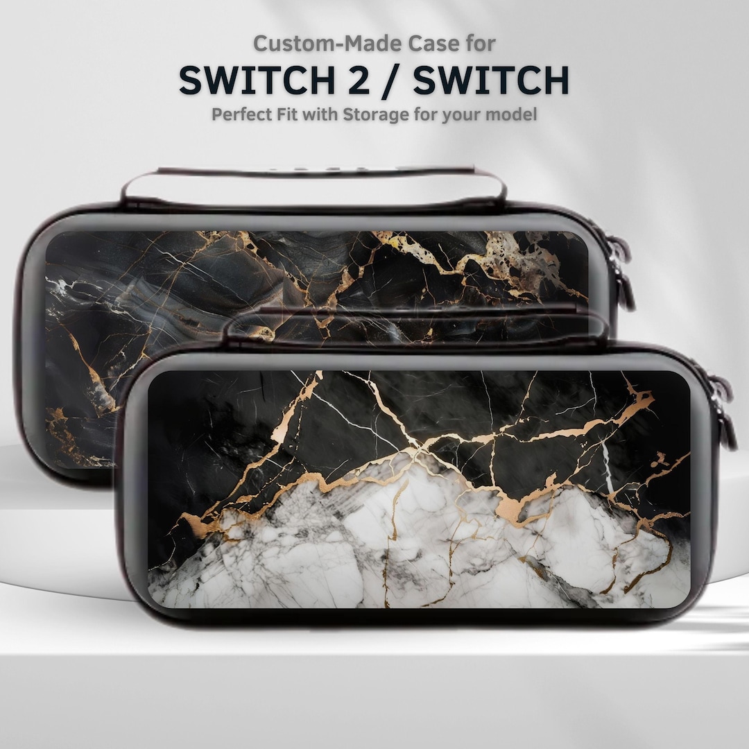 Cute Black Marble Carry Switch Case for Nintendo Switch 2/switch