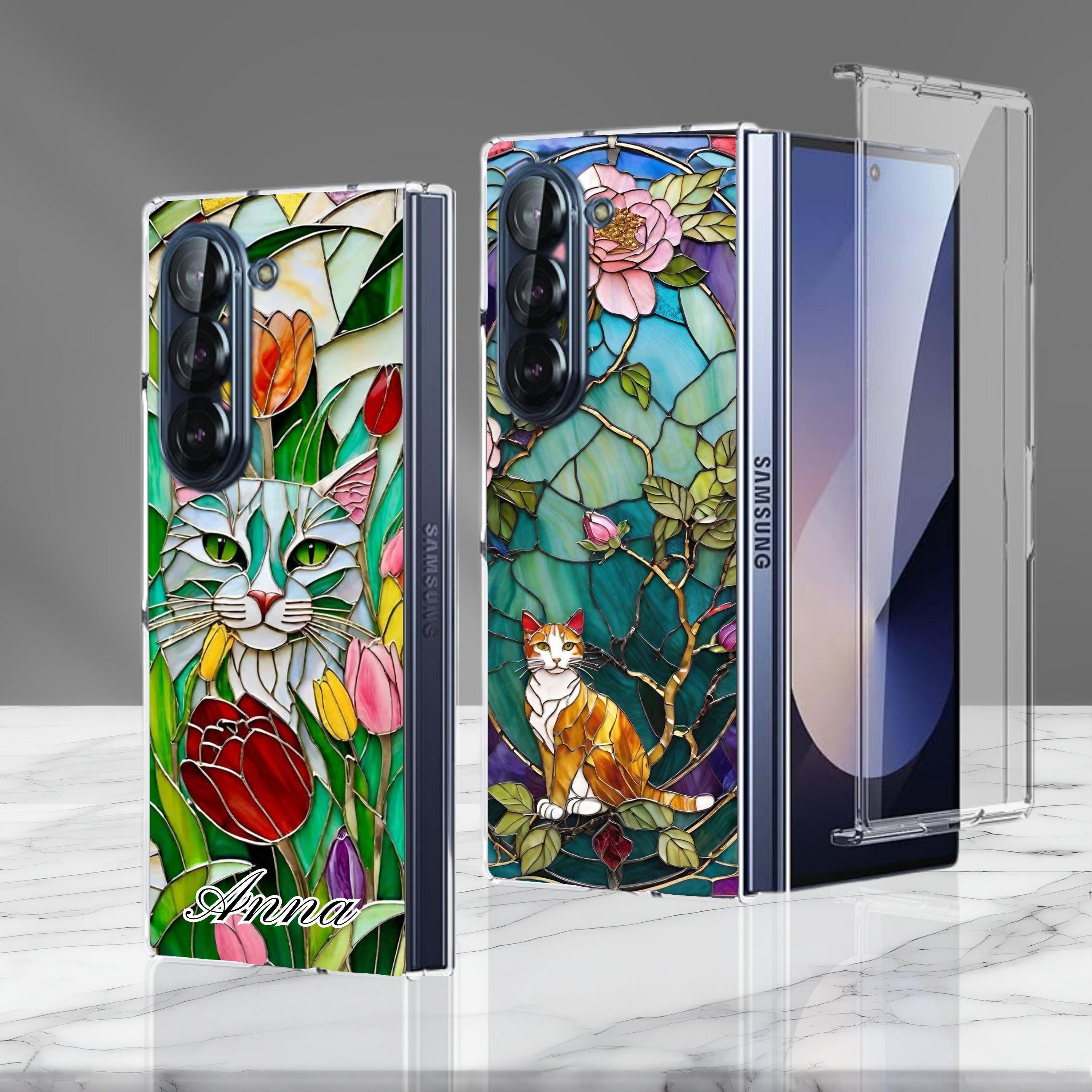 ころねこ　GalaxyZFold7 Stained Glass Cat Galaxy Z Fold Phone Case for Samsung Galaxy Z
