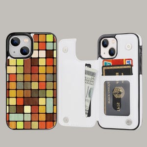 Uroczy wzór w kratkę Estetyczny portfel etui na telefon z uchwytem na karty do iPhone'a 16 15 14 13 Pro Max Plus, Samsung Galaxy S25 S24 S23 Ultra Plus