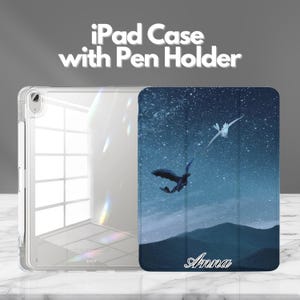 Personalized Cute Toothless Fanart iPad Case with Pencil Holder for iPad 11", iPad Air, iPad Pro,Mini 6 7 Gen 8.3",Slim Trifold Stand Cover
