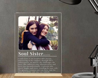 Personalized Soul Sister Definition, Custom Photo Soul Sister Plaque with Stand, Best Friend Gift, BBF Gift, Friendship Gift, Gift for Her