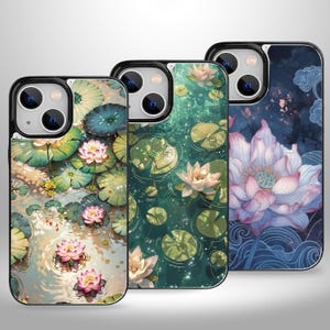 ロータスアート 美的ウォレット フォンケース カードホルダー付き iPhone 16 15 14 13 Pro Max Plus、Samsung Galaxy S25 S24 S23 Ultra Plus用