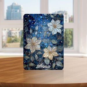 Kindle-Hülle mit Buntglas-Blumenmuster und Handschlaufe für Kindle Paperwhite 12 11, Kindle 11 10, Kindle Colorsoft, Scribe, Oasis