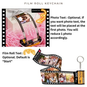 Personalized Photos Film Roll Keychain, Custom Photo Film Roll Keychain, Camera Film Roll Keyring, Birthday Mothers Anniversary Gift image 3