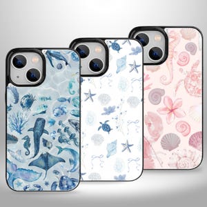 Funda tipo cartera con diseño de collage marino y tarjetero para iPhone 16, 15, 14 y 13 Pro Max Plus y Samsung Galaxy S25, S24 y S23 Ultra Plus
